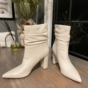Winter white heeled ankle boots